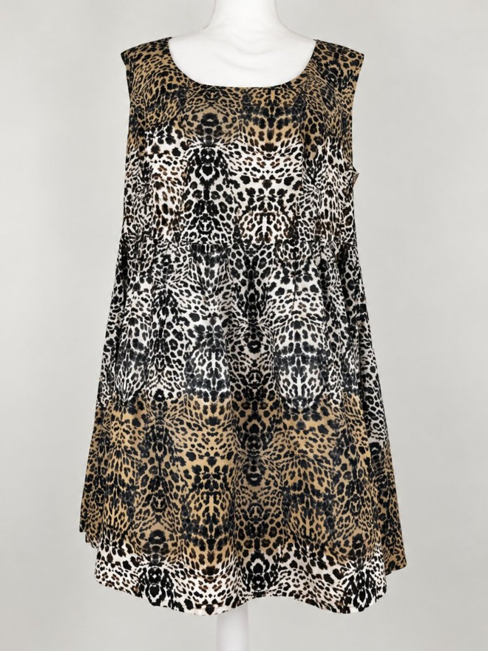 Jessica Simpson Leopard Animal Print Shift Dress Plus 1X Cotton Pockets
